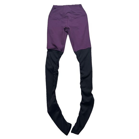 ALO Pants - Alo Goddess Leggings Small Purple Black Color Block Ballet Inseam 34.5”